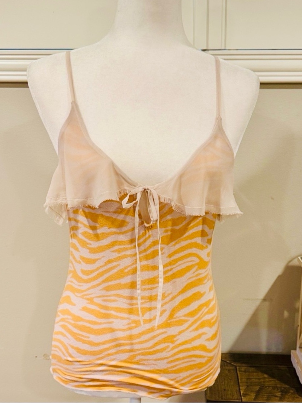 Free People Orange Zebra Print Camisole